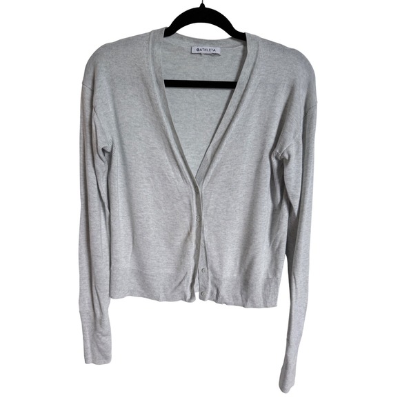 Athleta Sweaters - Athleta Gray Cardigan S/XS V Neck Button Front Minimalist Teacher Travel